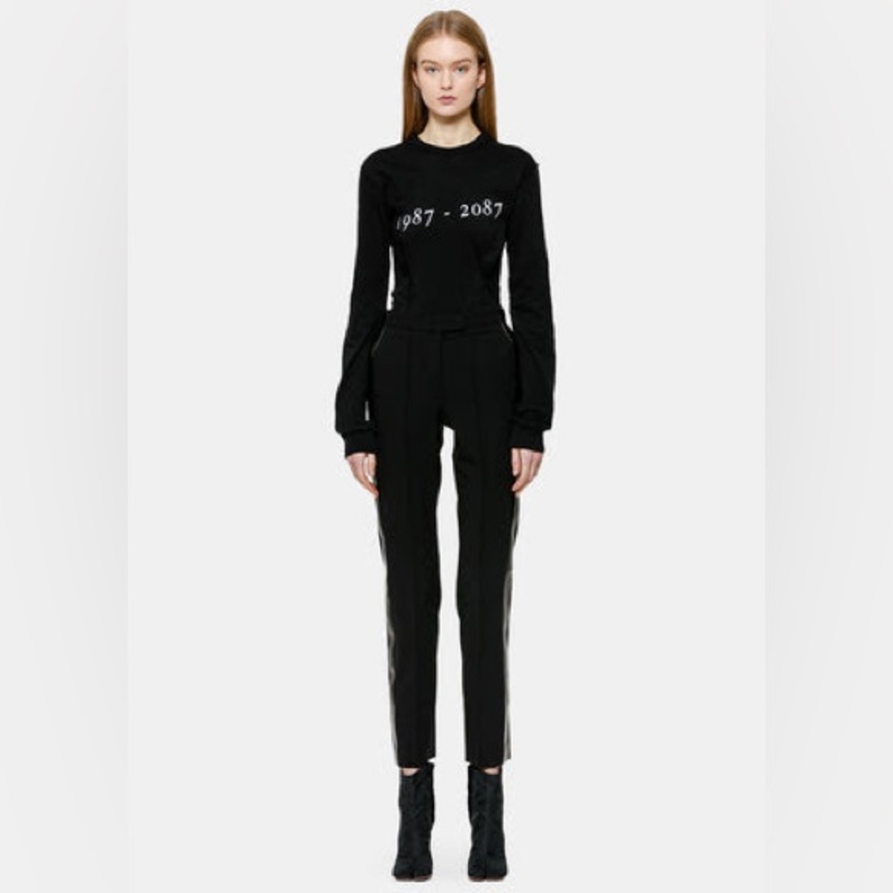 NEW Yang Li Black Slim Contrast Stretch Wool Trousers